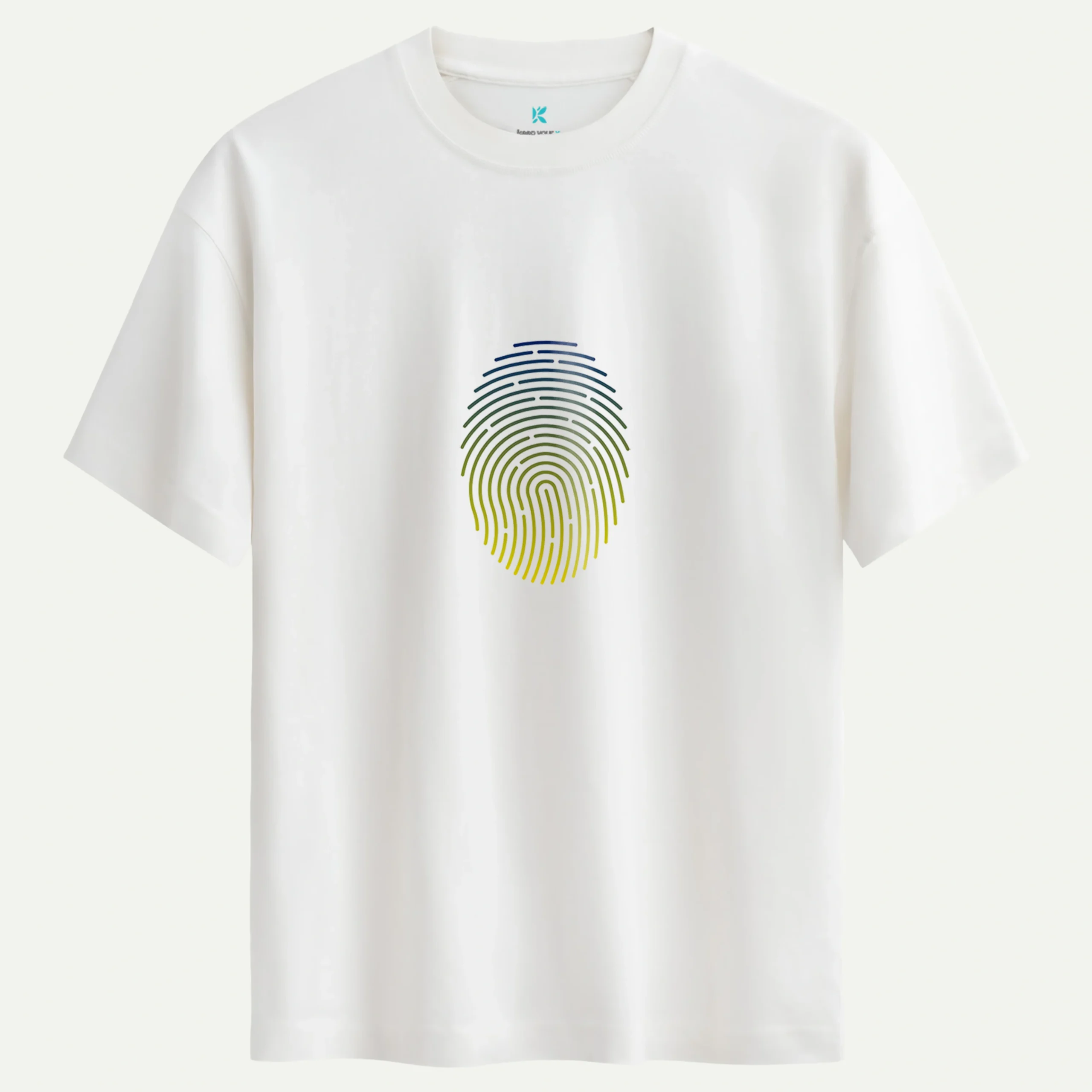 Yellow_Navy_Finger_Print_beyaz.webp Yellow Navy Finger Print Baskılı Tişört - Görsel 1