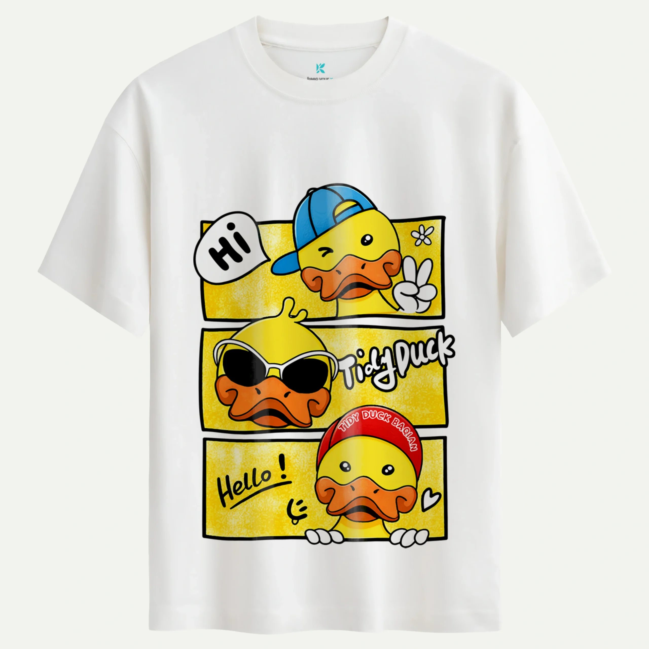 tidy_duck_beyaz.webp Tidy Duck Baskılı Tişört - Görsel 1