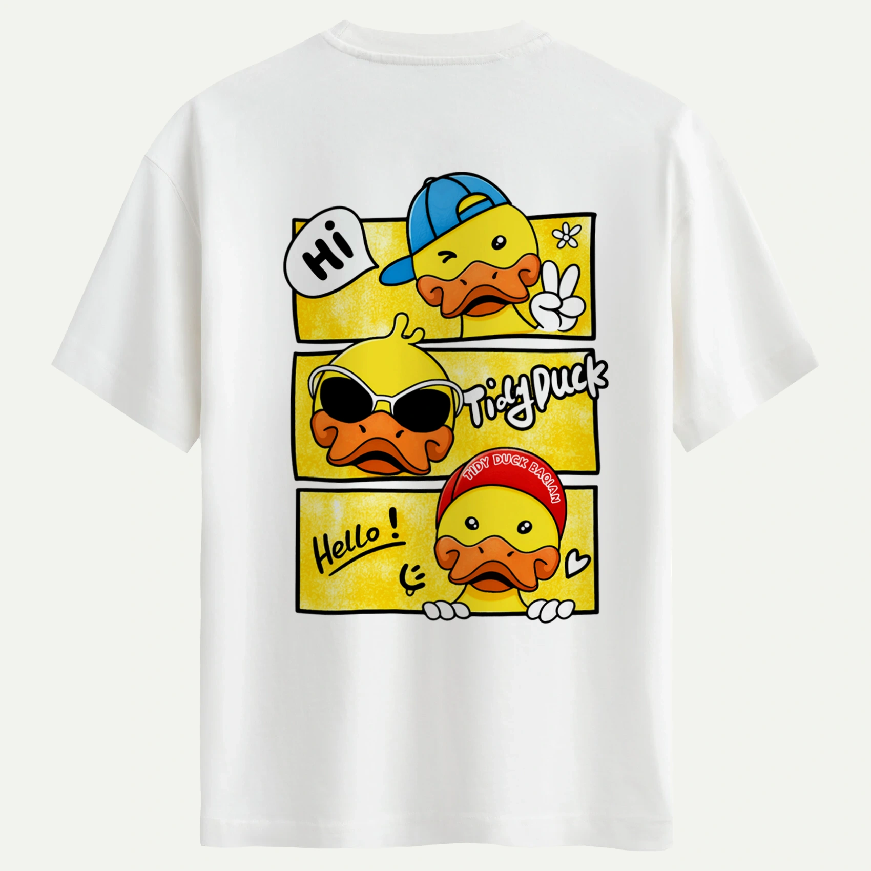 tiddy_duck_arka_baski_beyaz.webp Tiddy Duck Arka Baskı Baskılı Tişört - Görsel 1
