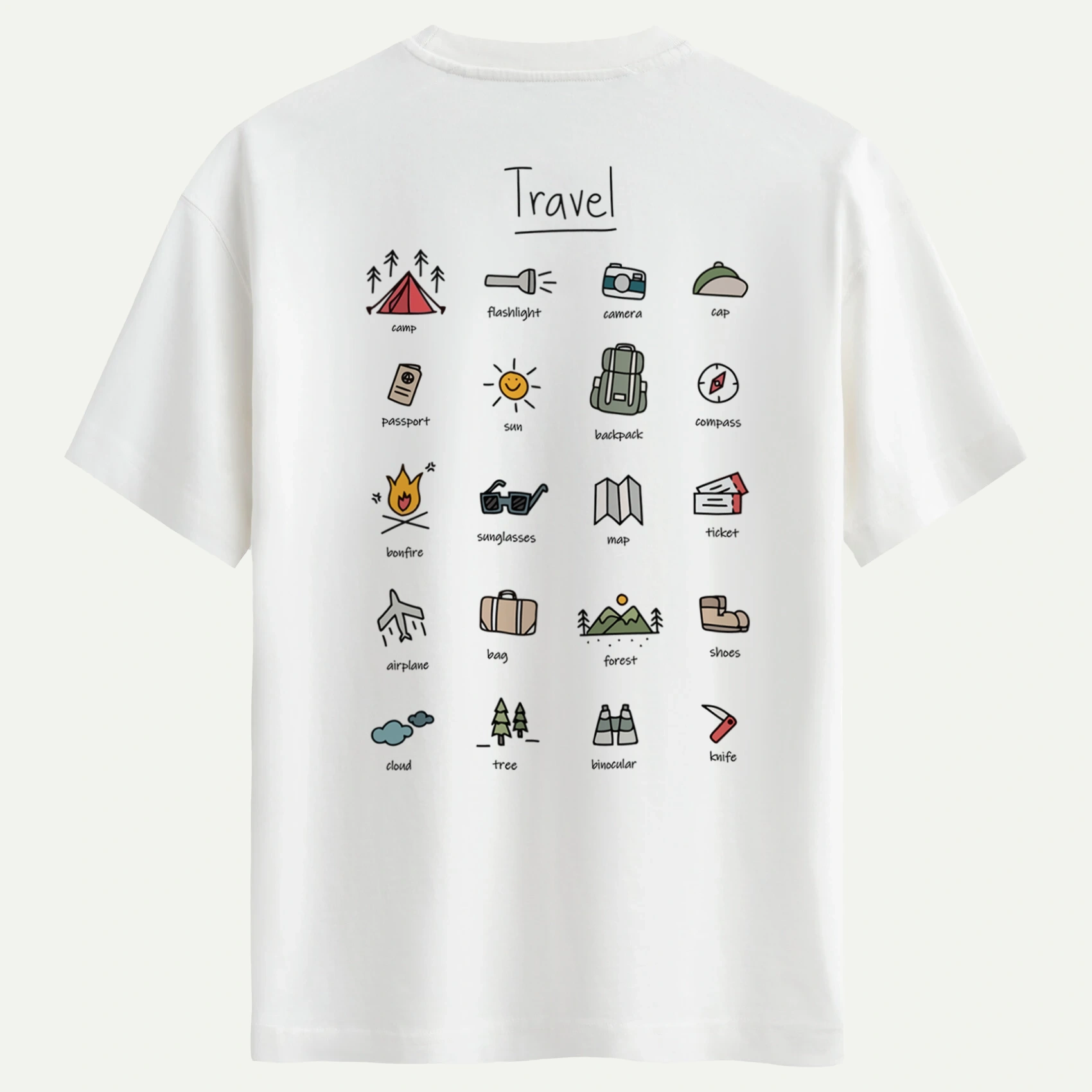 travel_beyaz.webp Travel Baskılı Tişört - Görsel 1