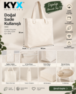 Kendin Tasarla Kanvas Bez Çanta – Telefon & Cüzdan Cepli 45x35x8 cm - Görsel 2
