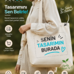 Kendin Tasarla Kanvas Bez Çanta – Telefon & Cüzdan Cepli 45x35x8 cm