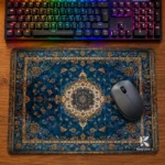 KYX Mavi Oryantal Hali Desenli Dekoratif Mousepad 40x28 Cm